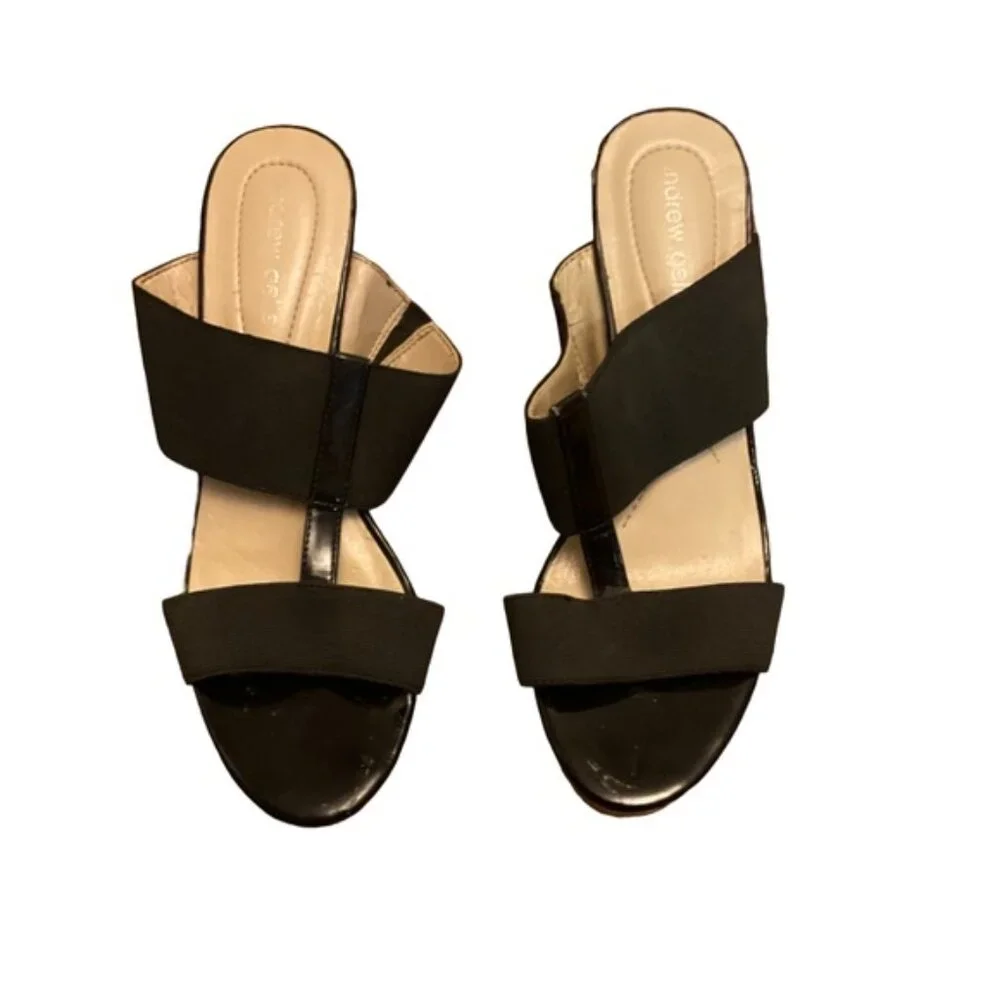 Andrew Geller | Black Wedges with Tan Base | Size 6.5